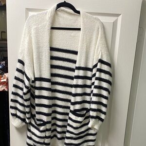 Goodnight Macaroon Black and White Striped Cardigan